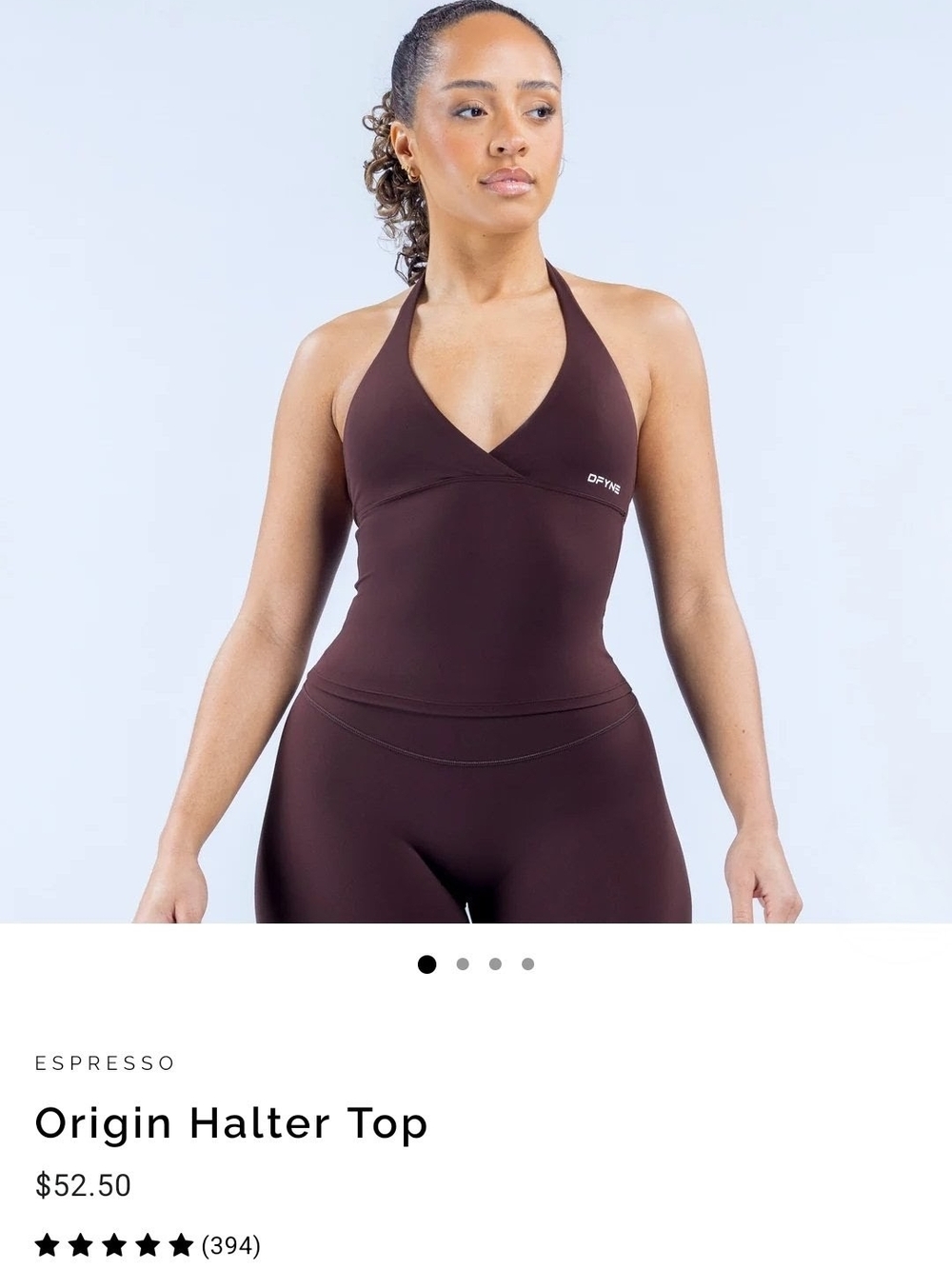 DFYNE- Halter Top in Espresso Small NWT